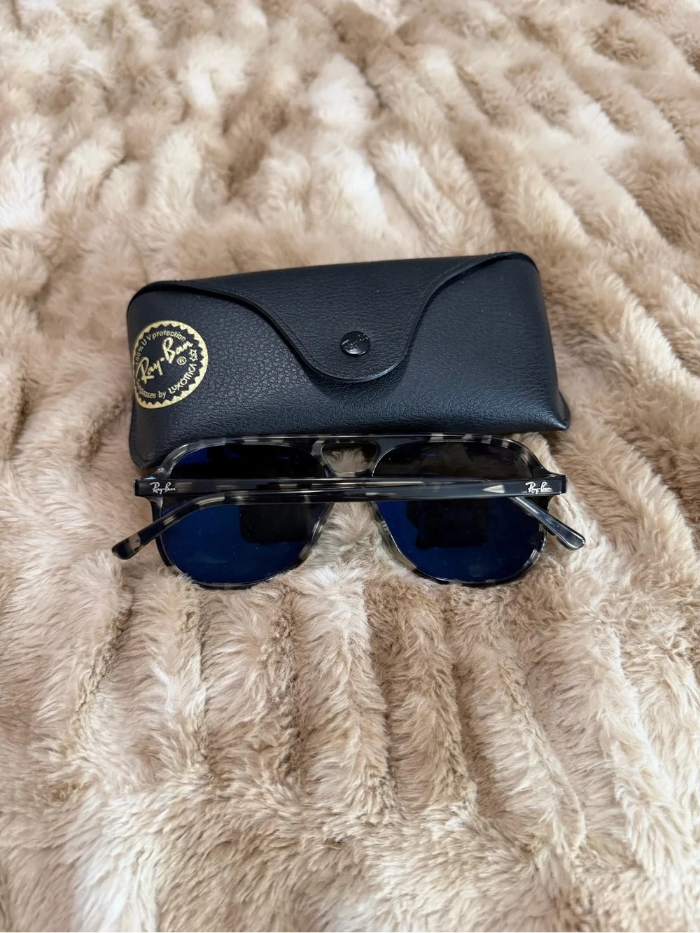 Ray-Ban Aviator Sunglasses in Black and Gray Tortoise. Not on website anymore.